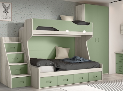 Dormitorio juvenil completo Blanco/Azul Start 04 - Muebles Juvial