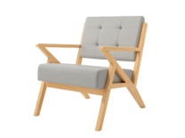 Madera clara y tapizado ceniza